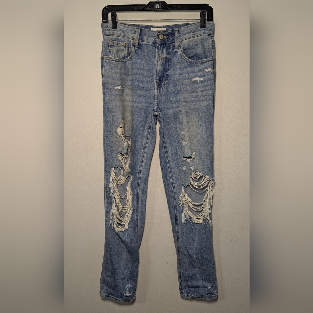 Pistola Presley Medium Wash Distressed Jeans Mid-rise Destroyed Women's Size 25
